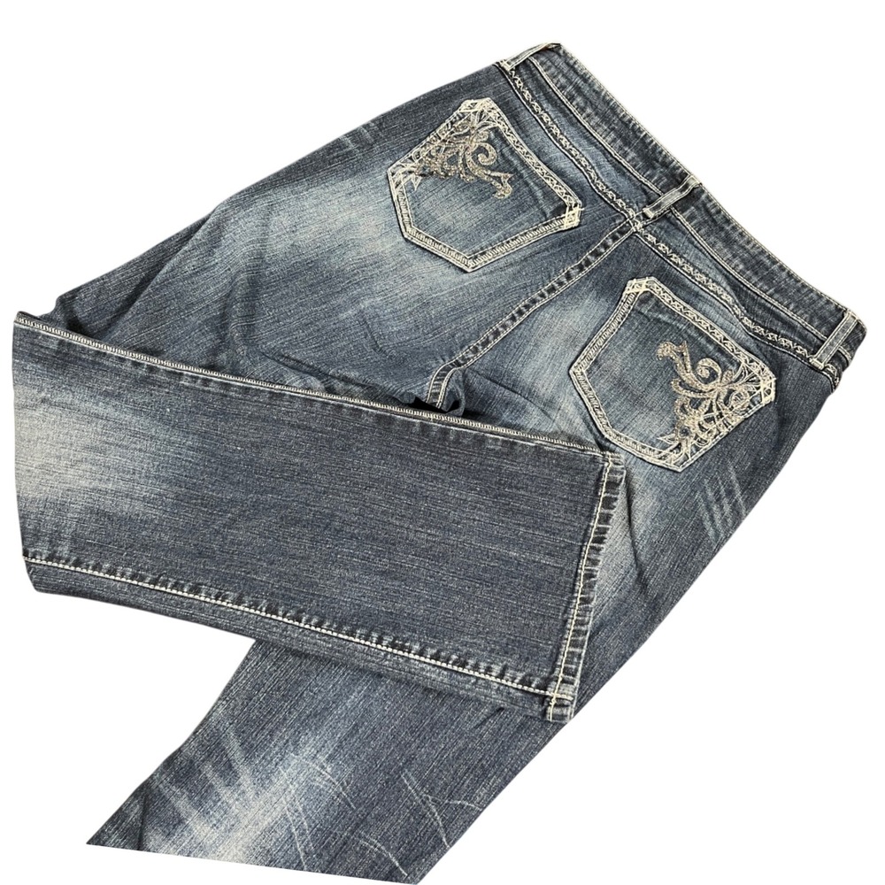Rock 47 by Wrangler Womens Bootcut Jeans Embroidered Low Rise WJX15JN 11/12x34